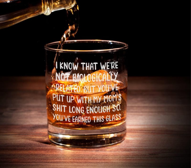 Funny Step Dad Whiskey Glass - Unique Gift for Father's Day