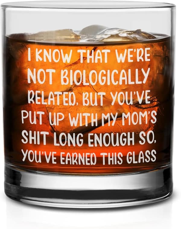 Funny Step Dad Whiskey Glass - Unique Gift for Father's Day