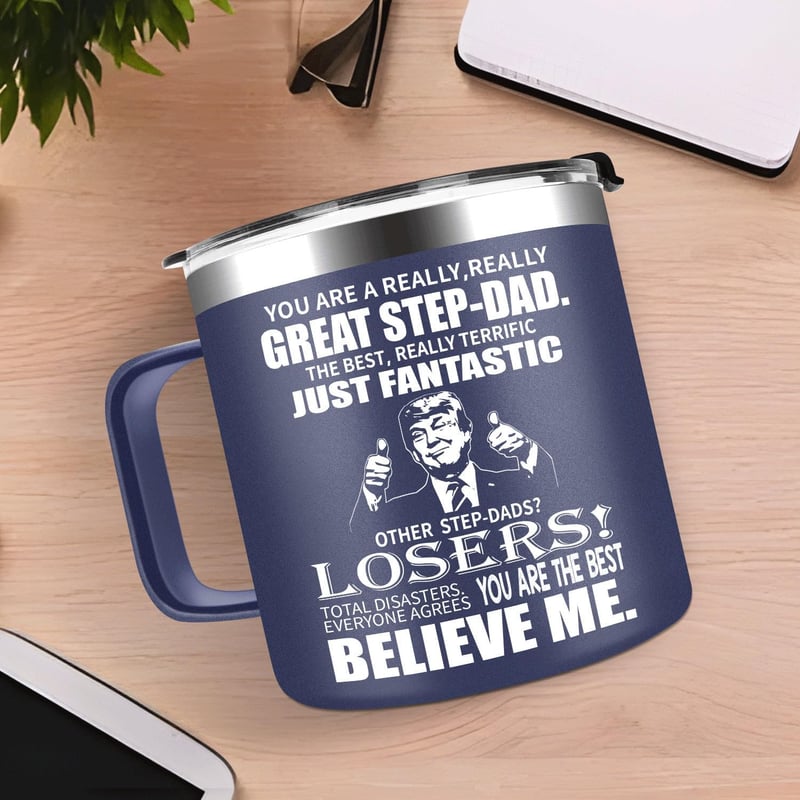 Father's Day Gift: Funny 14oz Stainless Steel Mug for Stepdad