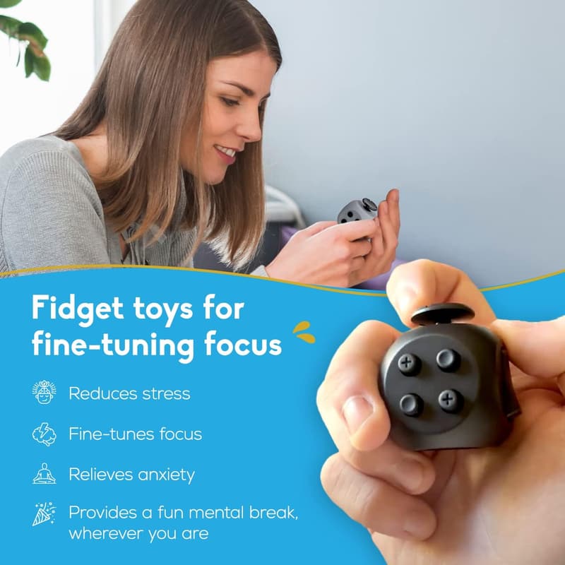 Fidget Cube for Stress Relief and Focus – Portable Toy (Midnight)