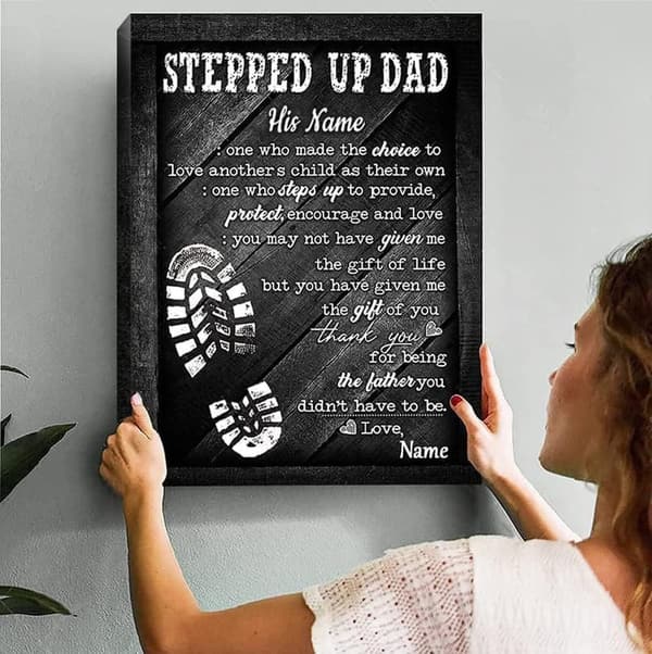Happy Father's Day Personalized Stepdad Canvas with Quote