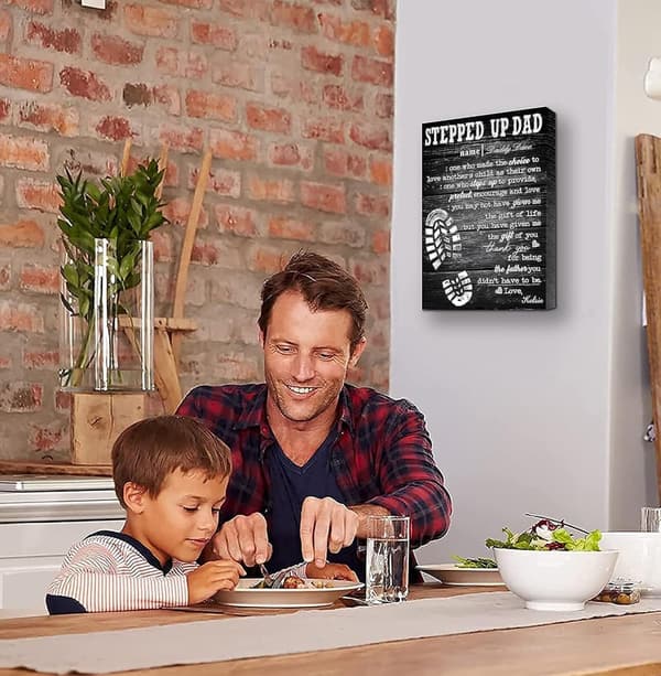 Happy Father's Day Personalized Stepdad Canvas with Quote