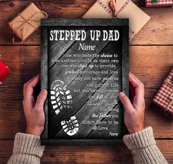 Happy Father's Day Personalized Stepdad Canvas with Quote