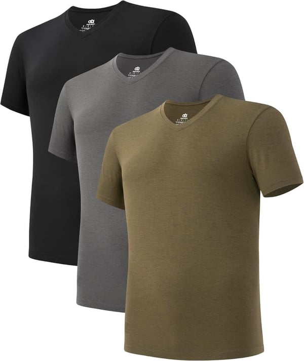 Men's Bamboo Rayon Moisture-Wicking V-Neck Undershirts, 3-Pack