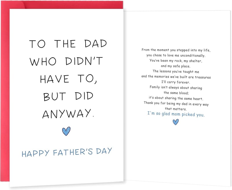 Unique Father's Day Card for Stepdad from Stepdaughter/Stepson
