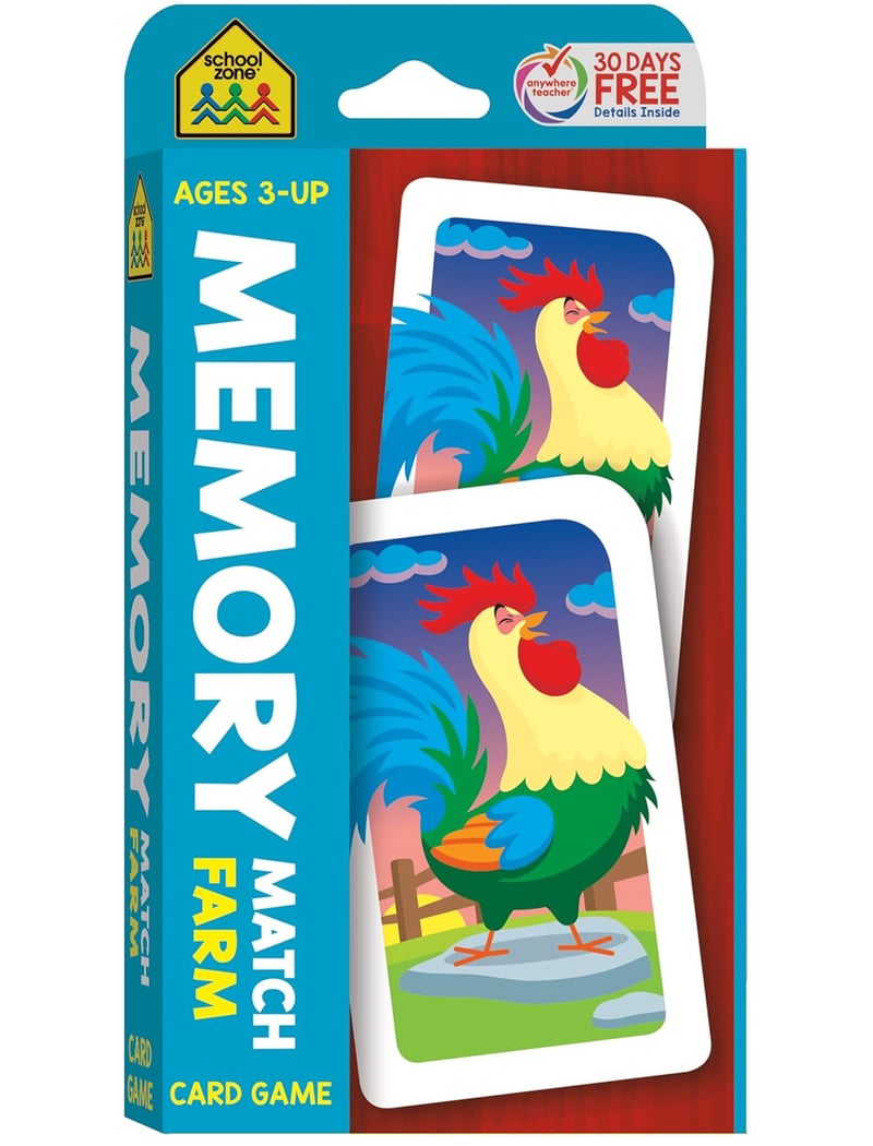 Farm Animal Memory Match Card Game for Preschoolers, Ages 3+
