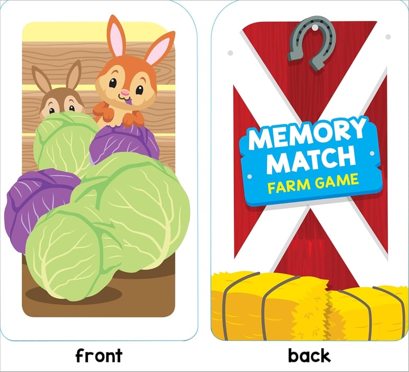 Farm Animal Memory Match Card Game for Preschoolers, Ages 3+