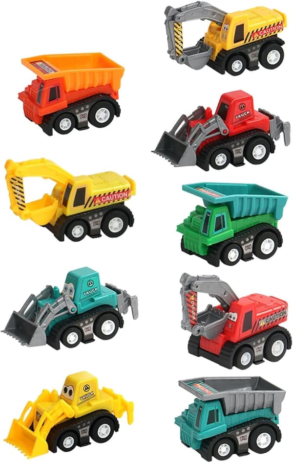 Toddler Party Favor: Mini Pull Back Construction Toy Cars