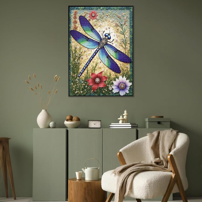 Unique 1000-Piece Gem Dragonfly Jigsaw Puzzle for Adults