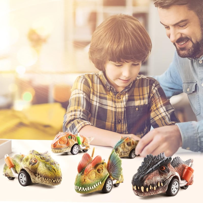 Dinosaur Pull Back Cars for Kids, 6-Pack Dino Toys