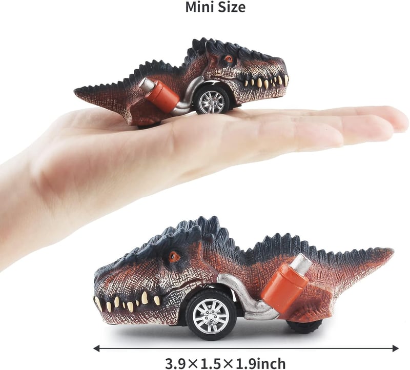 Dinosaur Pull Back Cars for Kids, 6-Pack Dino Toys