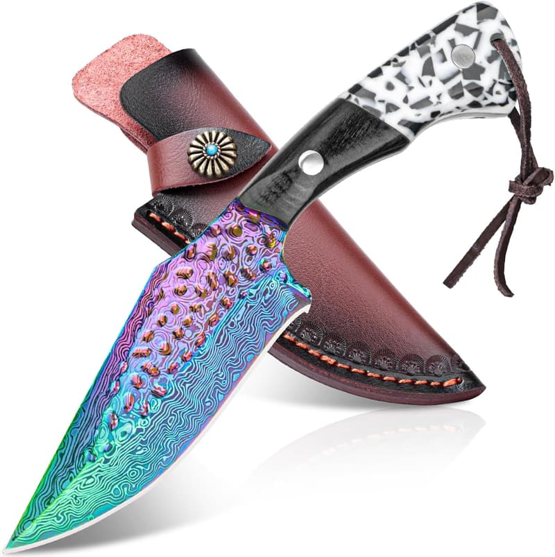 Camping Knife with Leather Sheath, 4.2