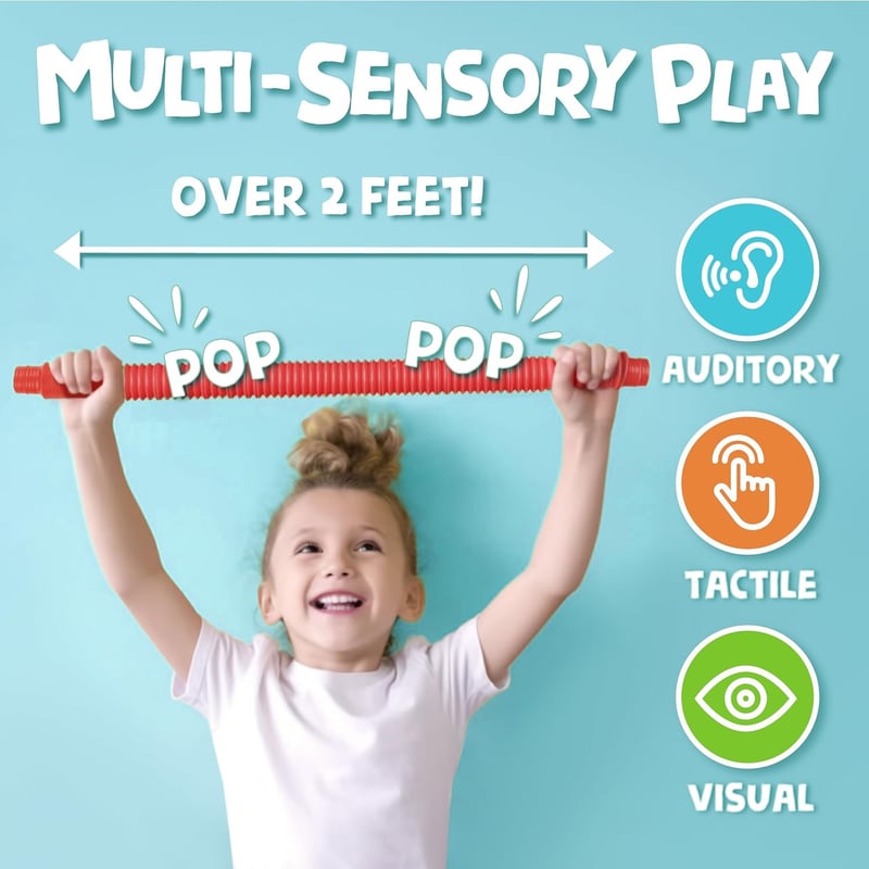 BUNMO Pop Tubes - Sensory Toys for Toddlers - 4 Pack