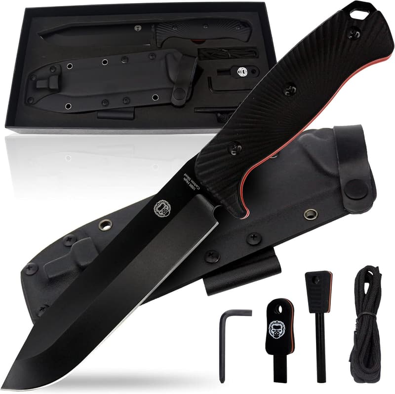 Gorilla Survival Fixed Blade Hunting Knife with Sheath & Fire Starter