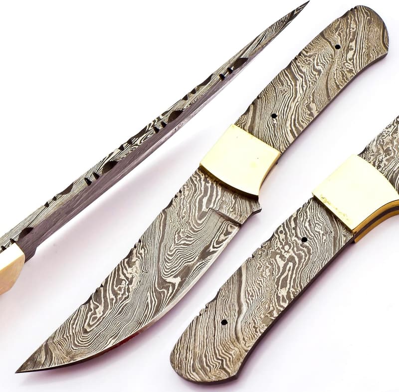 Skokie Knives Custom Damascus Steel Blank Blade Knife Making Use 9.0'' -Handmade Premium Quality Edge Fixed Blade–Multipurpose–Ideal for Survival Camping Hiking Outdoor Every Day Carry Professional
