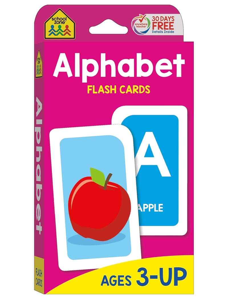 Colorful Alphabet Flash Cards for Toddlers & Preschoolers, Ages 3+