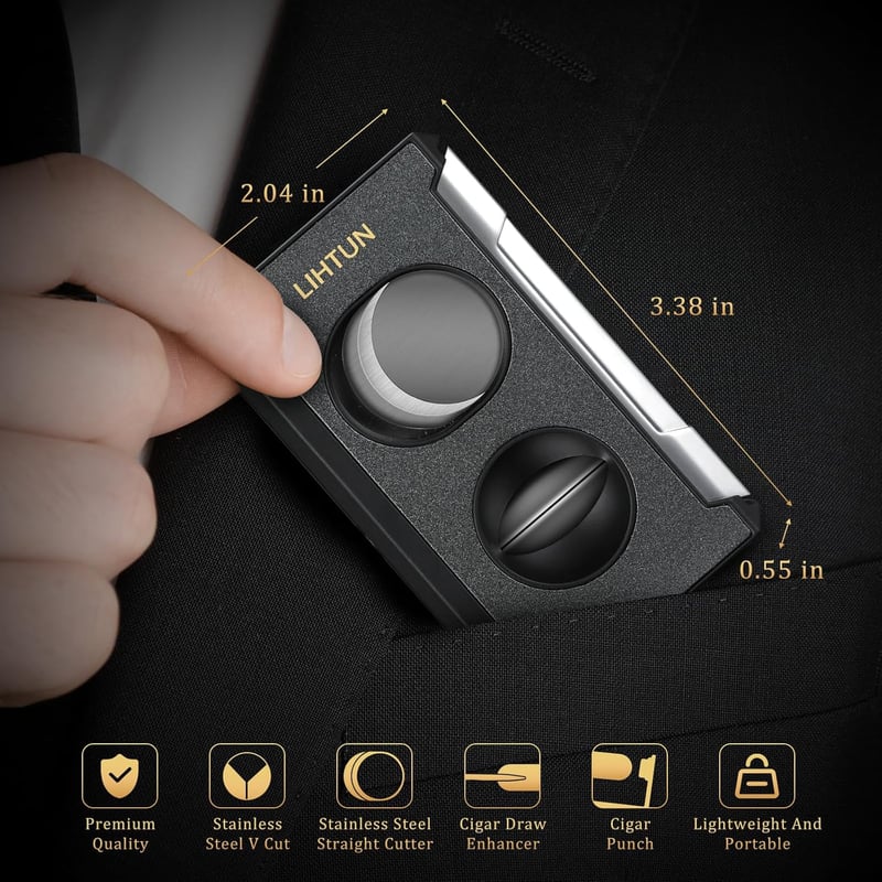 4-in-1 Stainless Steel Cigar Cutter and Punch for Men