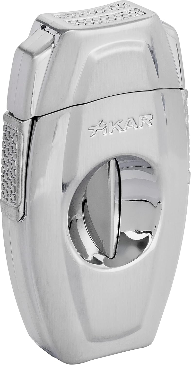 Brushed Silver V-Cut Cigar Cutter for Aficionados