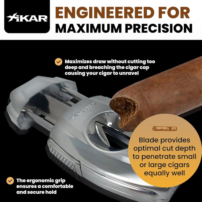 Brushed Silver V-Cut Cigar Cutter for Aficionados
