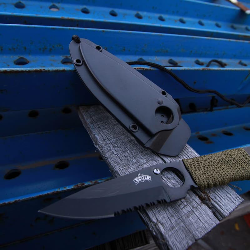 Tactical Fixed Blade Neck Knife with Half-Serrated Blade