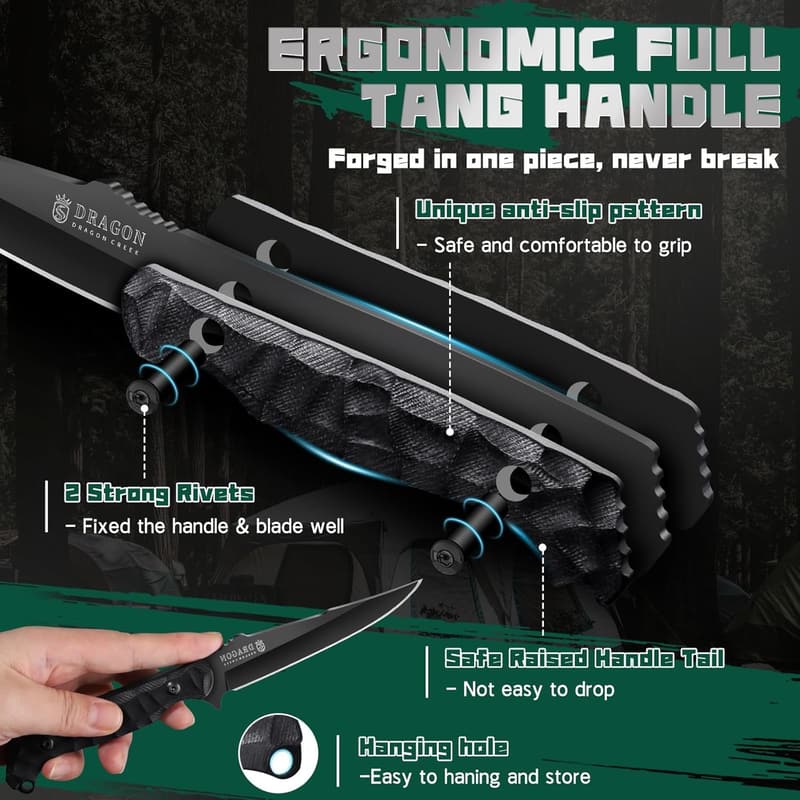 Tactical Fixed Blade Knife with Sheath - Camping Gift for Men