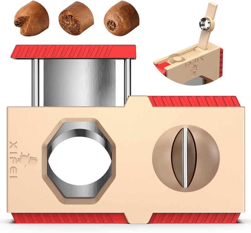 3-in-1 Cigar Cutter with V Cut & Punch - Stainless Steel Gold