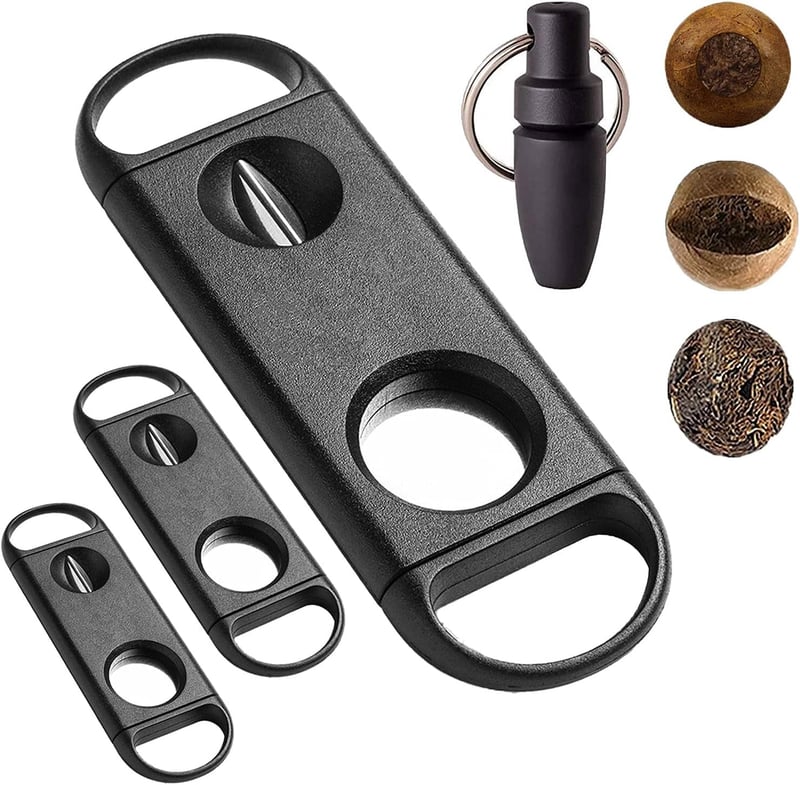 Cigar Cutter Set with Key Chain - V-Cut & Guillotine (4 Pack)