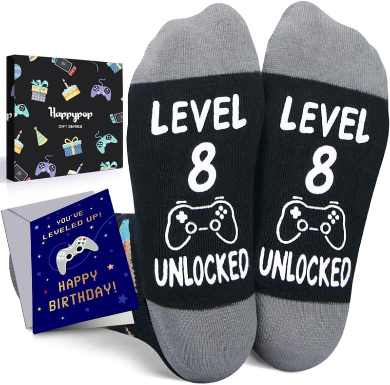 Birthday Socks for Kids (Ages 8-12) with Greeting Card