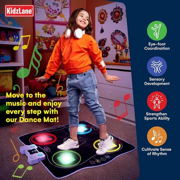 Light Up Dance Mat with Bluetooth - Fun Gift for Kids Ages 6-8
