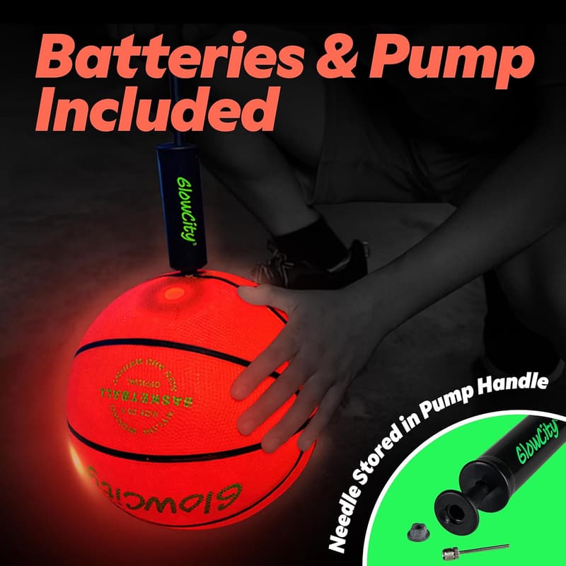 GlowCity Glow in the Dark Basketball for Teens - LED Night Game Toy