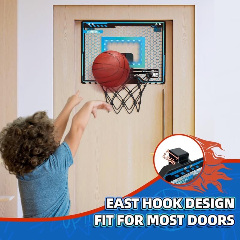 Indoor Mini Basketball Hoop with LED Scoreboard & 3 Balls