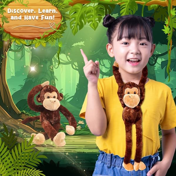 Plush Stuffed Monkey for Kids - 19-Inch, Long Arm Design