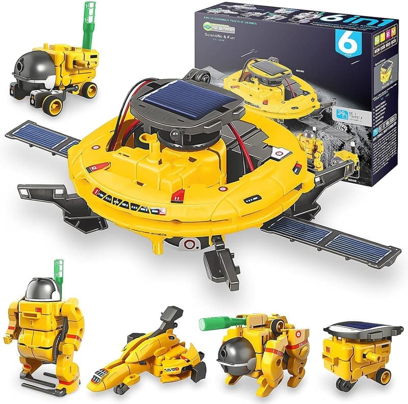 6-in-1 Solar Robot Kit for Kids Aged 8-12 - STEM Space Toys