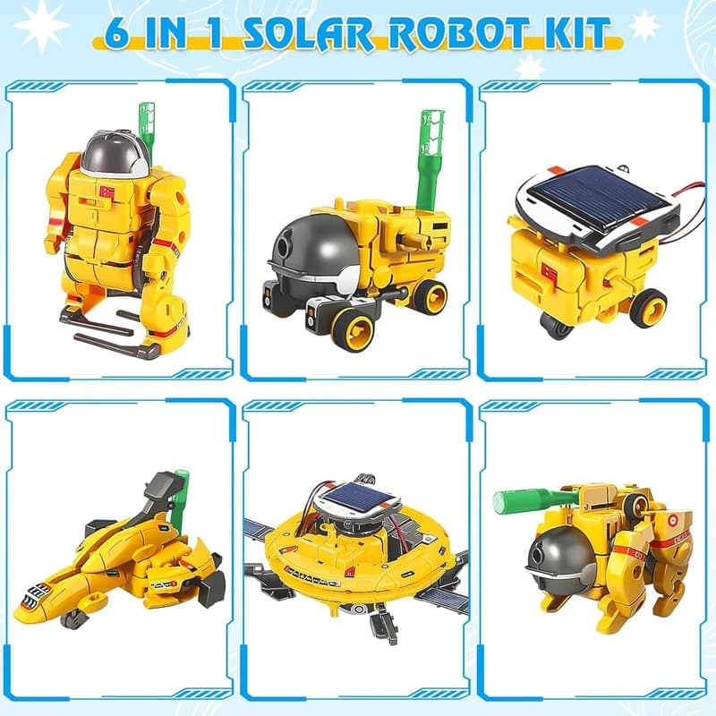 6-in-1 Solar Robot Kit for Kids Aged 8-12 - STEM Space Toys