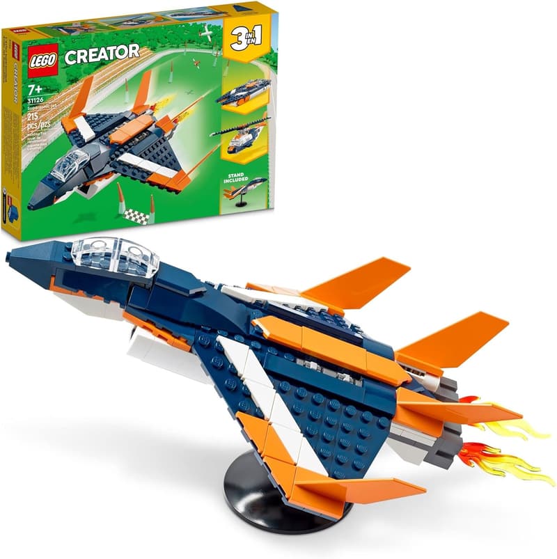 LEGO Creator 3-in-1 Supersonic Jet Plane Toy Set for Kids 7+