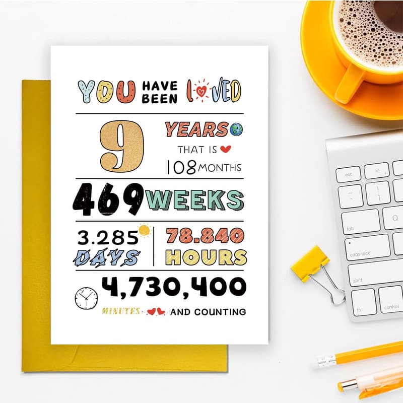 9th Birthday Card for Kids - Perfect Gift from Parents