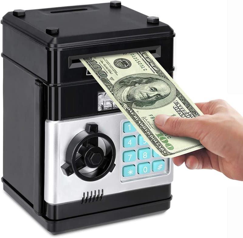 Electronic Coin Piggy Bank for Kids Ages 8-13 - Black