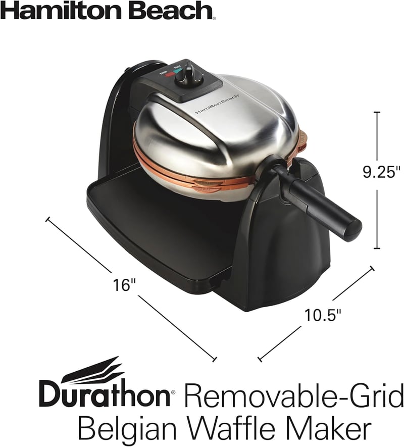 Belgian Waffle Maker with Nonstick Coated Plates, Black