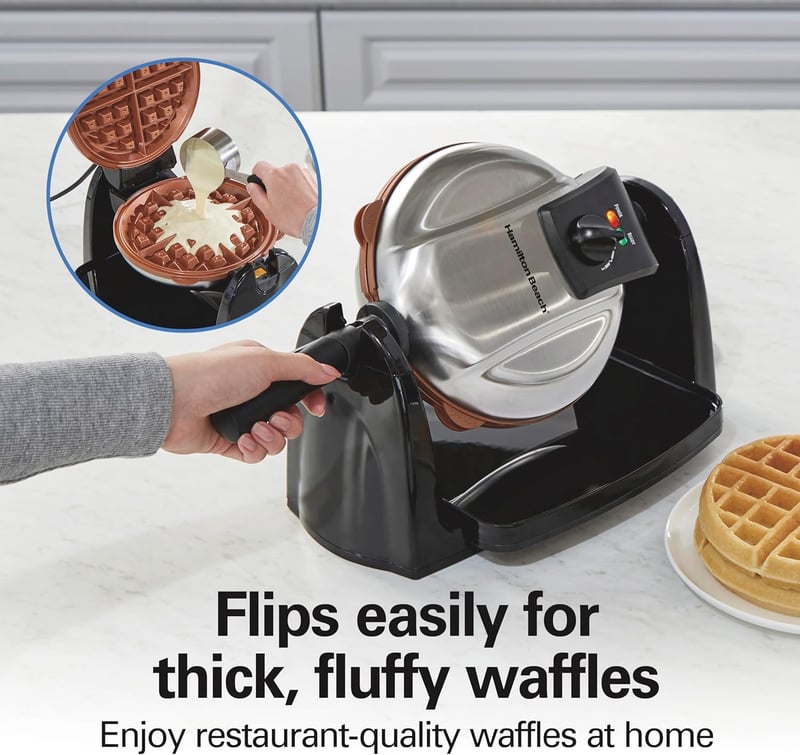 Belgian Waffle Maker with Nonstick Coated Plates, Black