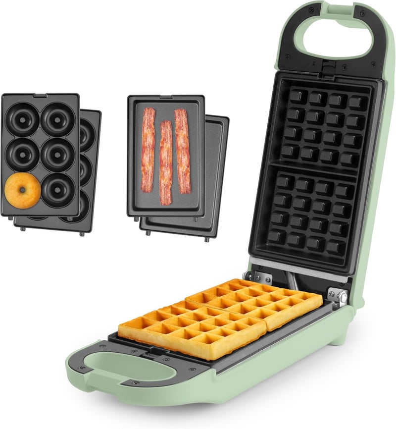 3-in-1 Waffle Maker with Removable Plates and Panini Press