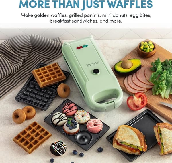 3-in-1 Waffle Maker with Removable Plates and Panini Press
