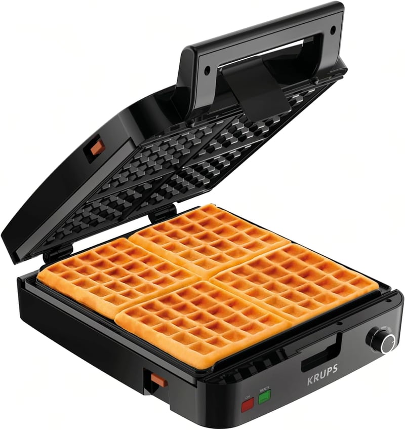 4-Slice Belgian Waffle Maker with Removable Plates - Stainless Steel
