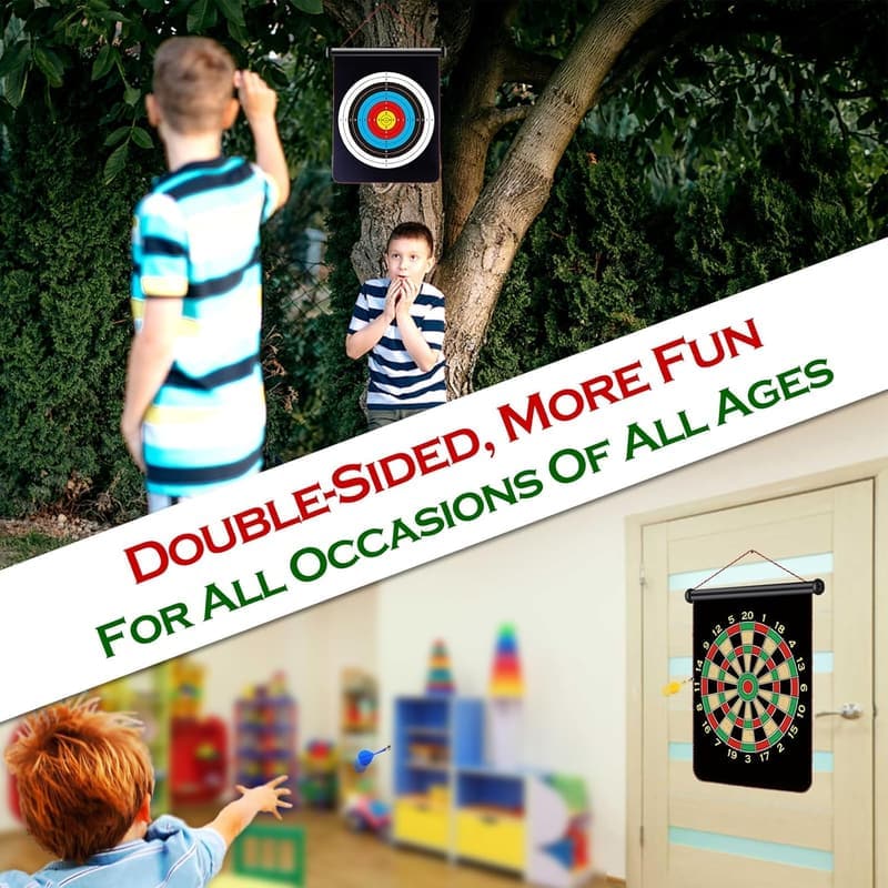 Magnetic Dart Board Set for Kids - Double-Sided Indoor Game