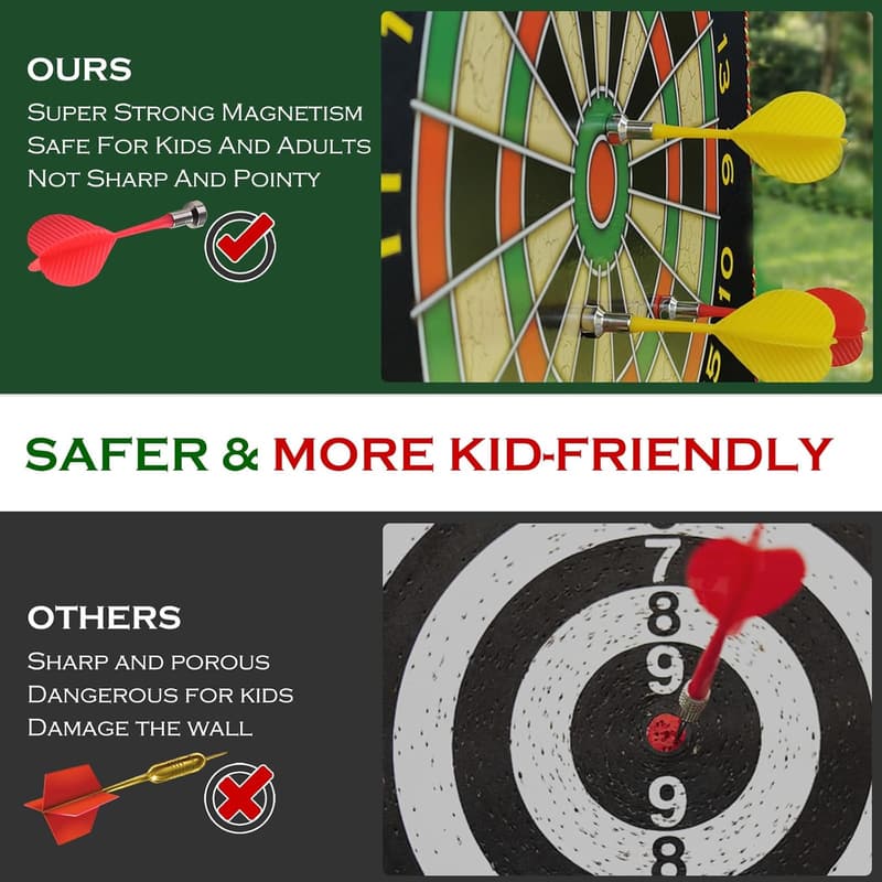 Magnetic Dart Board Set for Kids - Double-Sided Indoor Game