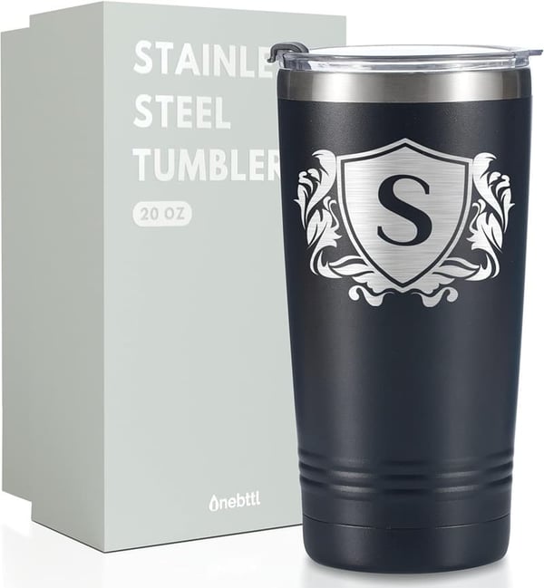Monogrammed Travel Tumbler for Men - Custom 20oz Gift