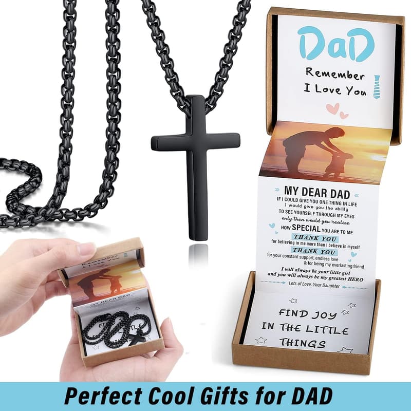 Graduation Cross Necklace Gift for Son/Dad with Gift Box