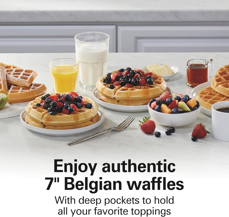 Belgian Waffle Maker with Non-Stick Plates and Browning Control