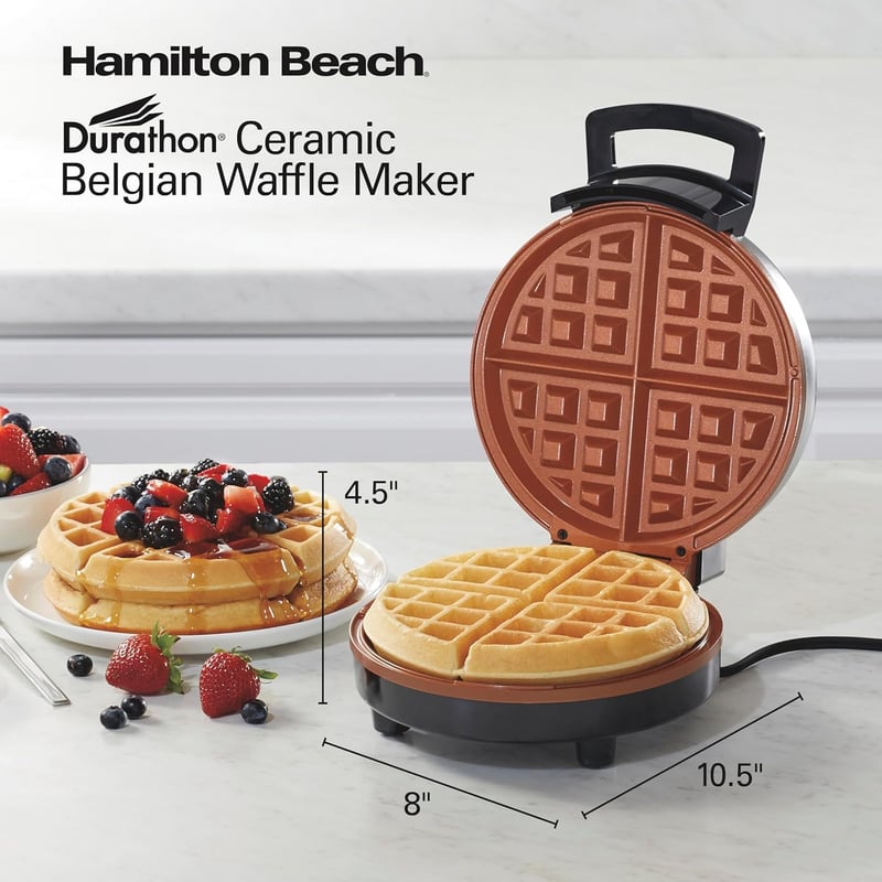 Belgian Waffle Maker with Non-Stick Plates and Browning Control