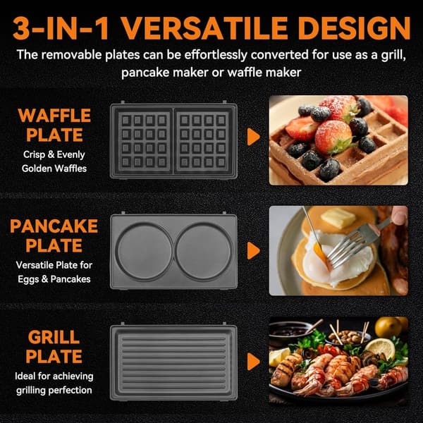 3-in-1 Mini Waffle Maker & Pancake Grill - Aqua