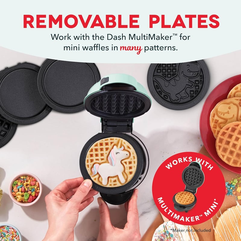 DASH Multimaker Mini Waffle Plate Set - Unicorn & Dinosaur